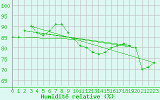 Courbe de l'humidit relative pour Hallhaaxaasen