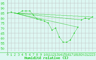 Courbe de l'humidit relative pour Salzburg / Freisaal