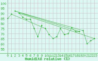 Courbe de l'humidit relative pour Trawscoed