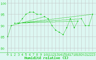 Courbe de l'humidit relative pour Ballypatrick Forest