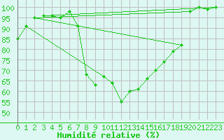 Courbe de l'humidit relative pour Kleiner Feldberg / Taunus