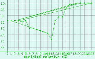 Courbe de l'humidit relative pour Meiningen