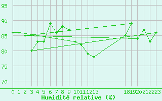 Courbe de l'humidit relative pour Plussin (42)