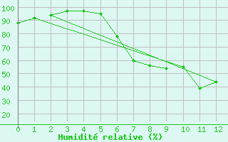 Courbe de l'humidit relative pour Nesbyen-Todokk