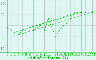 Courbe de l'humidit relative pour Michelstadt-Vielbrunn