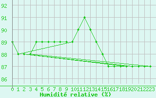 Courbe de l'humidit relative pour Ineu Mountain