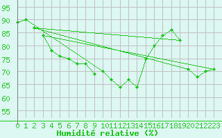 Courbe de l'humidit relative pour Nesbyen-Todokk