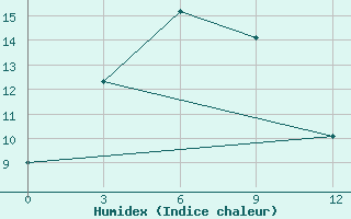 Courbe de l'humidex pour Nelkan