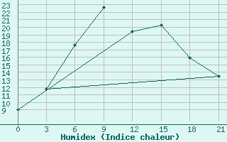 Courbe de l'humidex pour Borovici