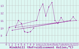 Courbe du refroidissement olien pour Saittarova