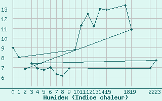 Courbe de l'humidex pour Saint-Haon (43)