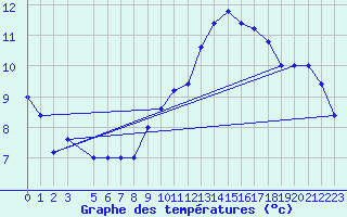 Courbe de tempratures pour Torino / Bric Della Croce