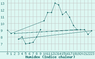 Courbe de l'humidex pour Mullingar