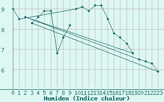 Courbe de l'humidex pour Tusimice