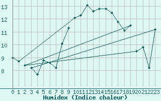 Courbe de l'humidex pour Muehlacker