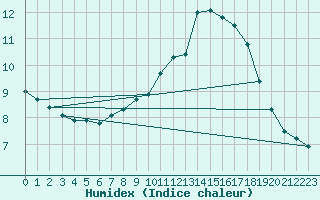 Courbe de l'humidex pour Meiningen