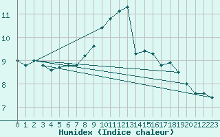 Courbe de l'humidex pour Berkenhout AWS