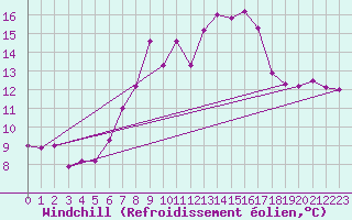 Courbe du refroidissement olien pour Bad Marienberg