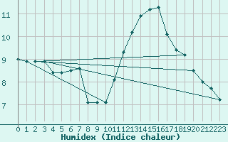 Courbe de l'humidex pour Ahaus