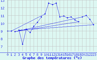 Courbe de tempratures pour Ineu Mountain