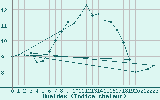 Courbe de l'humidex pour Baltasound