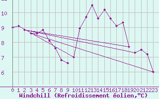 Courbe du refroidissement olien pour Montauban (82)