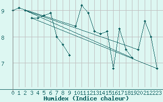 Courbe de l'humidex pour Salen-Reutenen