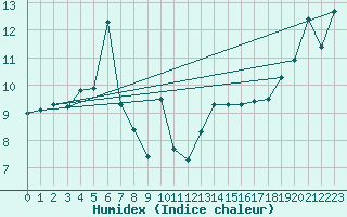 Courbe de l'humidex pour Culdrose