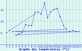 Courbe de tempratures pour Buchs / Aarau