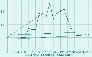 Courbe de l'humidex pour Buchs / Aarau