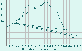 Courbe de l'humidex pour Mullingar