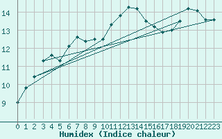 Courbe de l'humidex pour Cap Cpet (83)