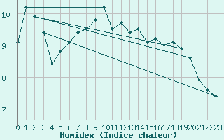 Courbe de l'humidex pour Les Eplatures - La Chaux-de-Fonds (Sw)