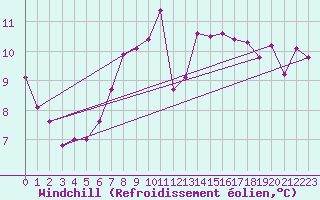 Courbe du refroidissement olien pour Koblenz Falckenstein
