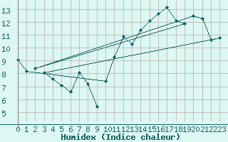 Courbe de l'humidex pour Jan (Esp)