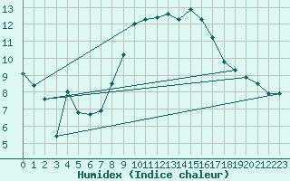 Courbe de l'humidex pour Belm