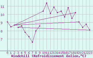 Courbe du refroidissement olien pour Offenbach Wetterpar