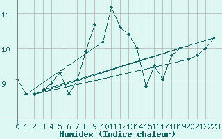 Courbe de l'humidex pour Sjaelsmark