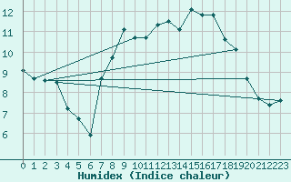 Courbe de l'humidex pour Walney Island