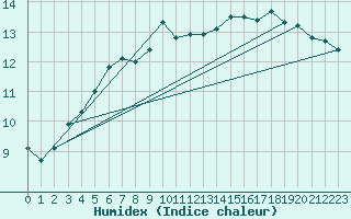 Courbe de l'humidex pour Beerse (Be)