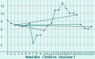 Courbe de l'humidex pour Cap Bar (66)