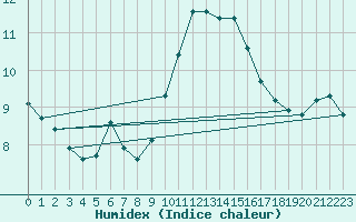 Courbe de l'humidex pour Toulon (83)