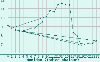 Courbe de l'humidex pour Viitasaari