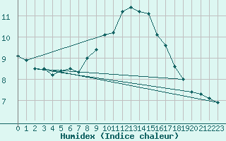 Courbe de l'humidex pour Potsdam