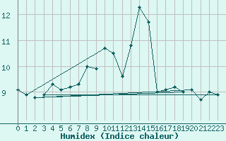 Courbe de l'humidex pour La Dle (Sw)