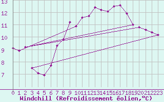 Courbe du refroidissement olien pour Schleiz