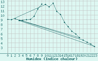 Courbe de l'humidex pour Drewitz bei Burg