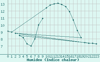 Courbe de l'humidex pour Loznica