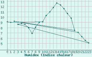 Courbe de l'humidex pour Ble - Binningen (Sw)