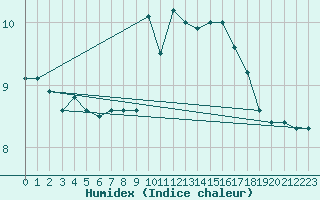 Courbe de l'humidex pour Hoernli